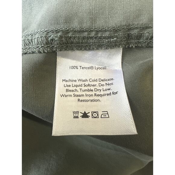 NWT Eddie Bauer Lightweight Tencel Dress Button Tie Belt Sleeveless Green Sz 12 - Picture 7 of 15